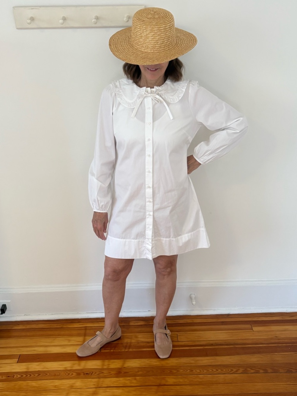 J.Crew White Ruffled-Collar Cotton Blouse